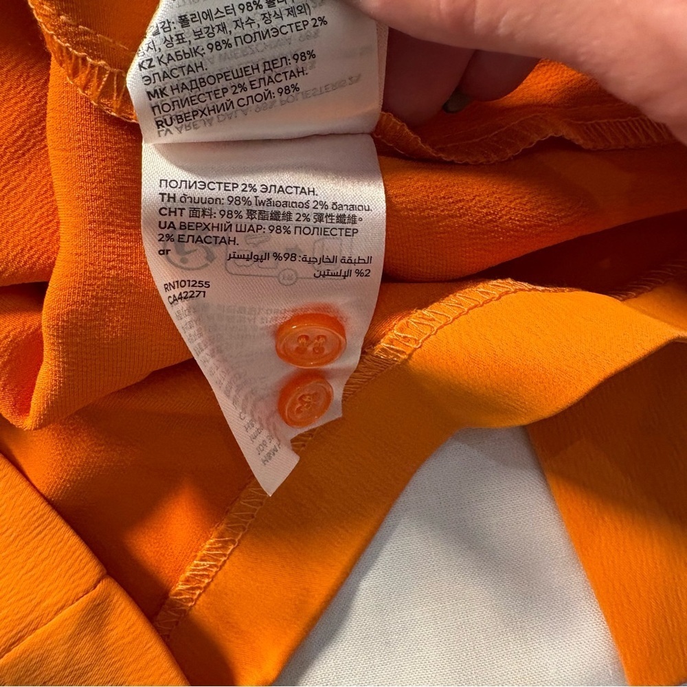 H&M Conscious Choice Orange Ruched Shirt Dress Small Button Front NWT - Picture 5 of 11